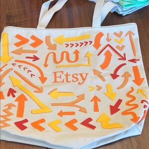 Canvas Tote Bag with Colorful Arrow Design